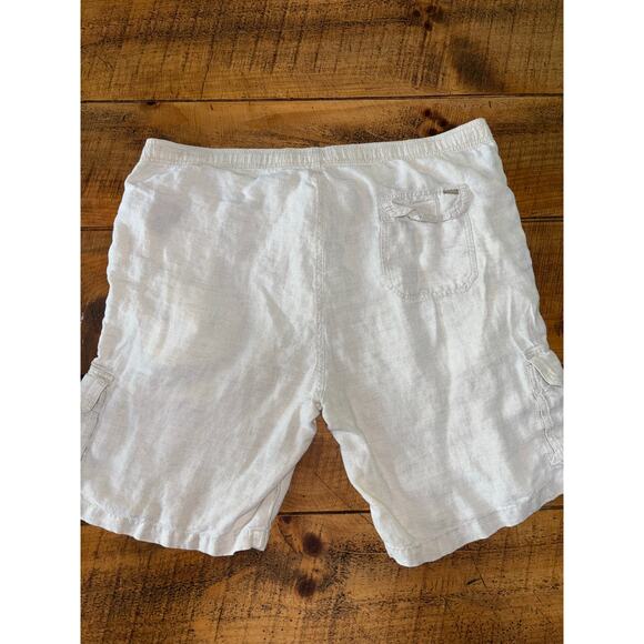 Mens Tommy Bahama Relax 100%‎ Linen Light Cream Beige Cargo Shorts Size Large - Picture 7 of 11